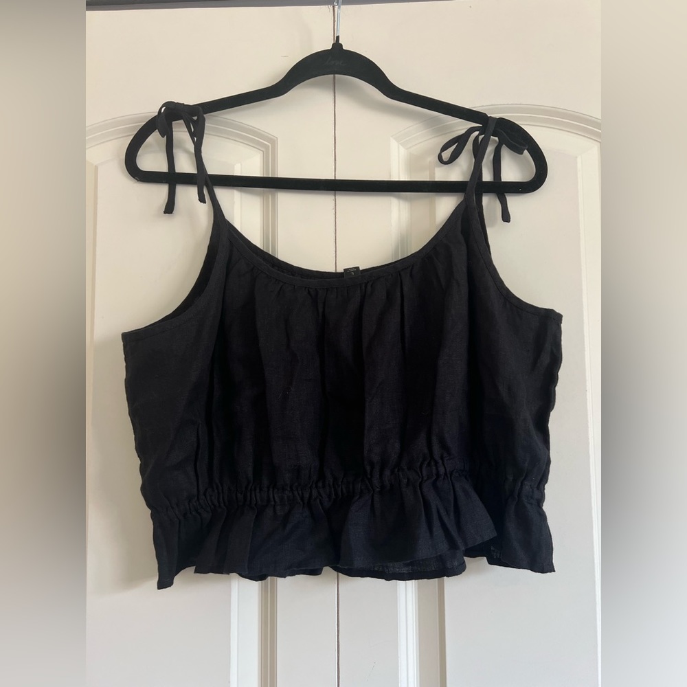 🖤 J.Crew Ruffle-Waist Linen Tank | Size L - Picture 4 of 8